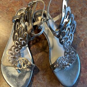 Sophia Webster angel-wing butterfly silver sandal 40.5